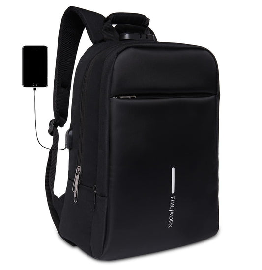 FUR JADEN Anti Theft Number Lock Backpack Bag with 15.6 Inch Laptop Compartment, USB Charging Port & Organizer Pocket for Men Women Boys Girls (Black) - Triveni World