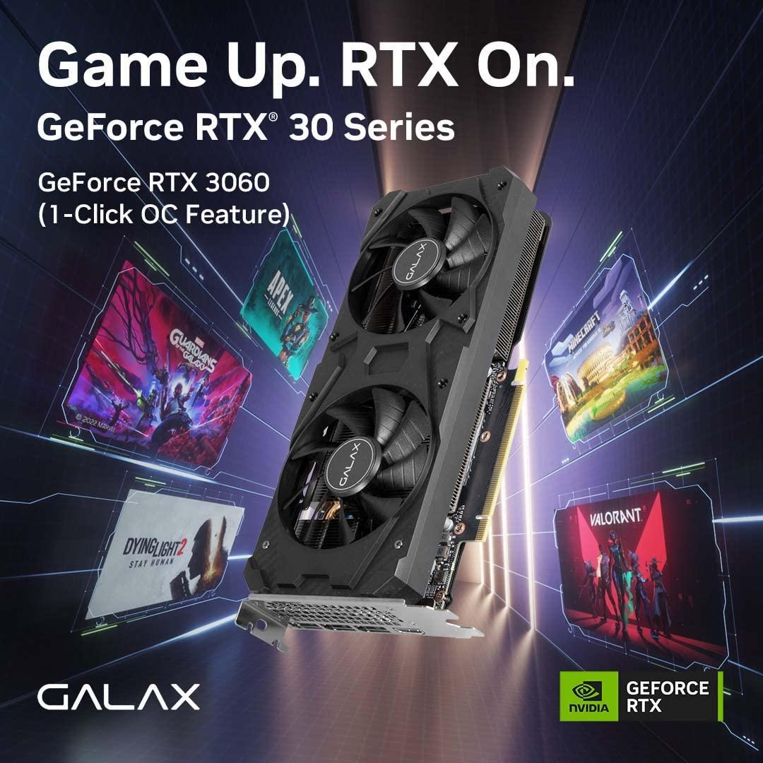 Galax GeForce RTX 3060 (1-Click OC) 12GB GDDR6 192-bit DP*3/HDMI Graphics Card - Triveni World