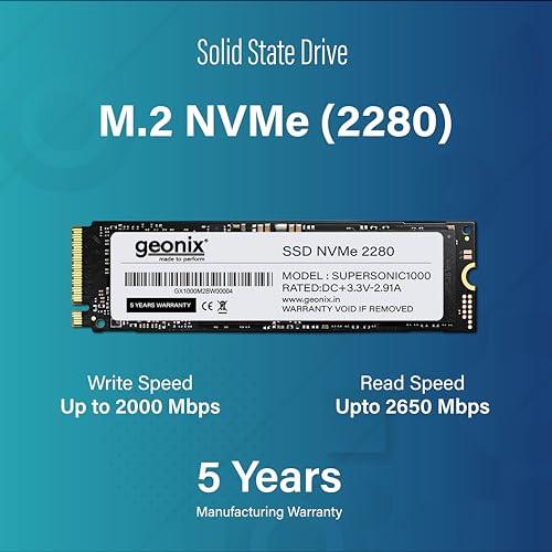 GEONIX 256GB M.2 NVMe SSD, 2280 SATA III (6Gb/s), Read Speed – Up to 2650 Mbps Write Speed – Up to 2000 Mbps, Internal Solid State Drive(SSD), (5 Years Warranty) - Triveni World