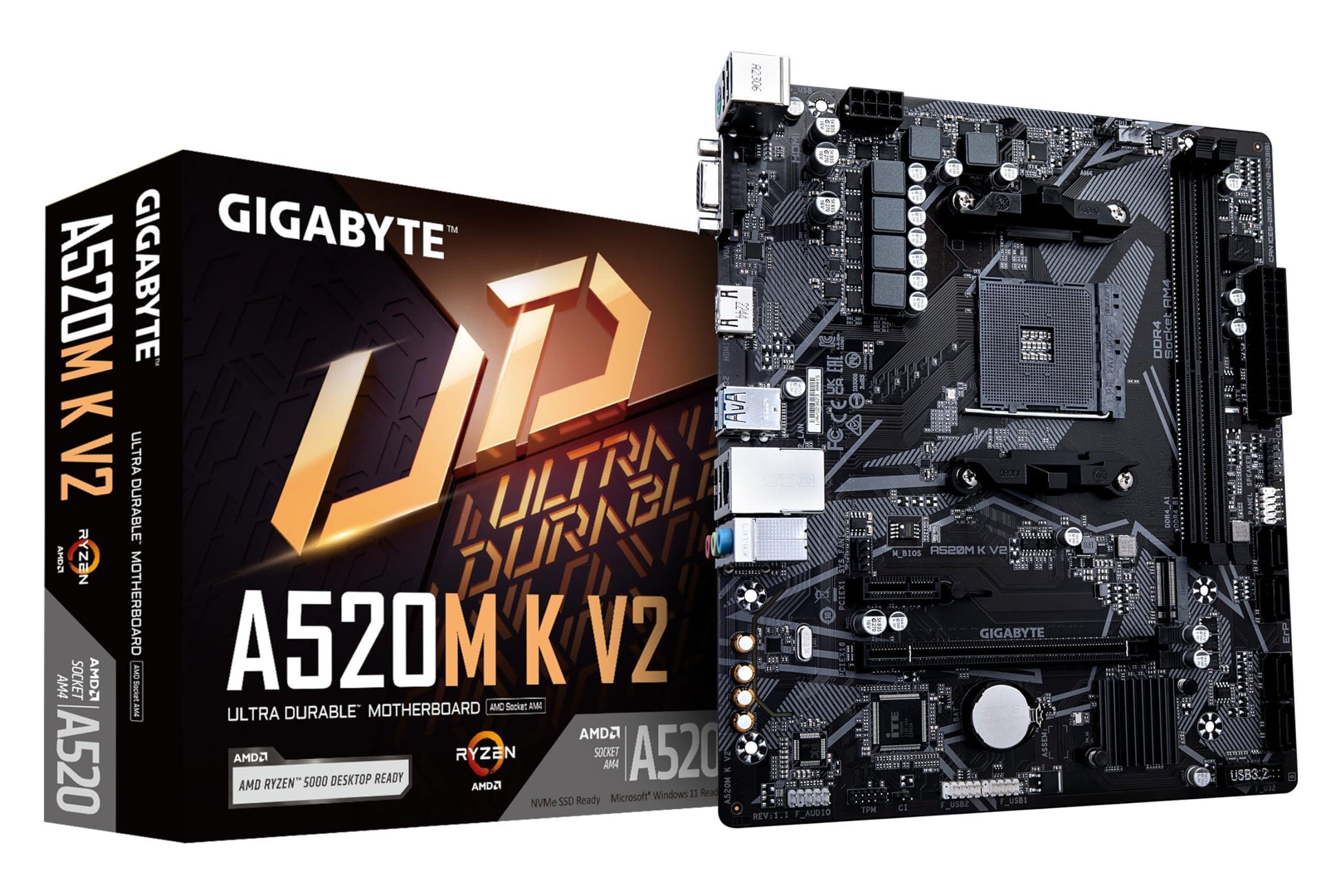 GIGABYTE A520M K Micro ATX DDR 4 (Rev. 1.0) Ultra Durable AMD Motherboard with Gbe LAN with Bandwidth Management, Pcie 3.0 X4 M.2, Smart Fan 5, Anti-Sulfur Resistors Design - Triveni World