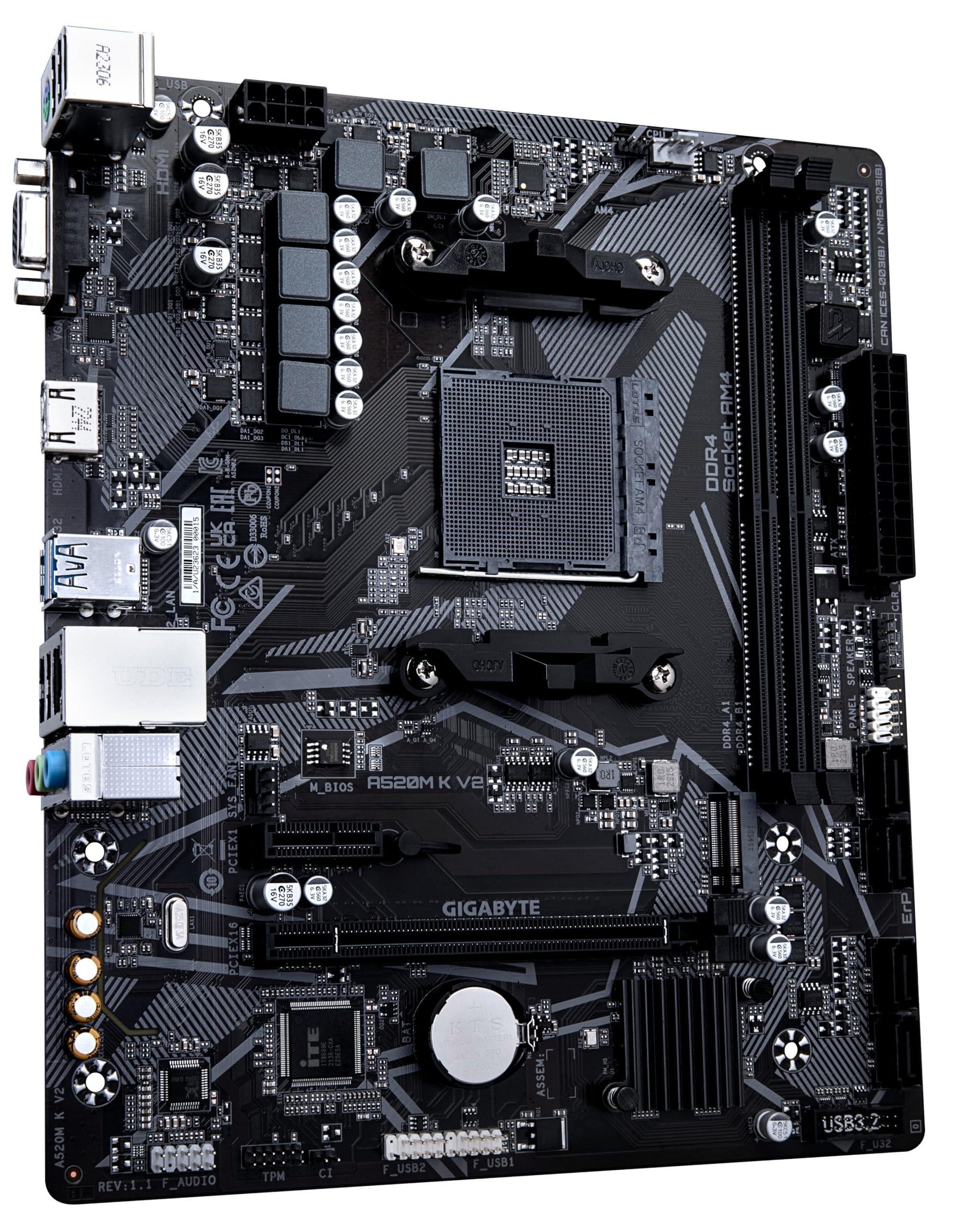 GIGABYTE A520M K Micro ATX DDR 4 (Rev. 1.0) Ultra Durable AMD Motherboard with Gbe LAN with Bandwidth Management, Pcie 3.0 X4 M.2, Smart Fan 5, Anti-Sulfur Resistors Design - Triveni World