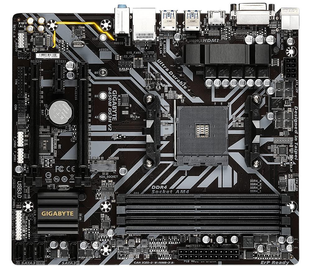 GIGABYTE AMD B450M DS3H V2 Ultra Durable ATX Motherboard Socket AM4 DDR4 - Triveni World