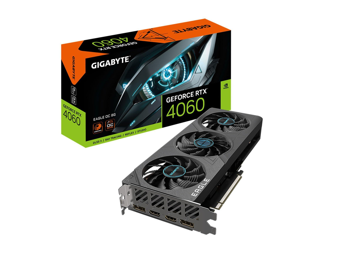 GIGABYTE Geforce RTX 4060 Eagle Oc 8G Graphics Card, 3X Windforce Fans, 8Gb 128-Bit Gddr6, Gv-N4060Eagle Oc-8Gd Video Card, pci_e_x16 - Triveni World