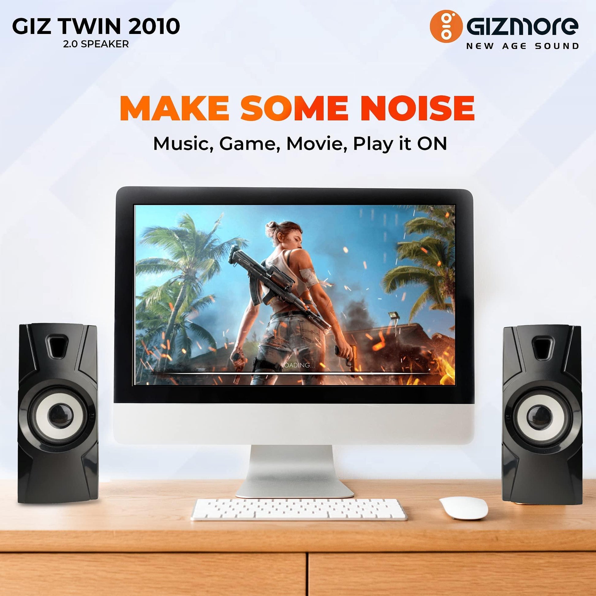 GIZMORE 10 Watt USB 2010 Dual PC Speaker for Home 2.0 Aux Conectivity | Laptop/TV/Computer Speakers | Multimedia Wired Speaker For PC (Black) - Triveni World