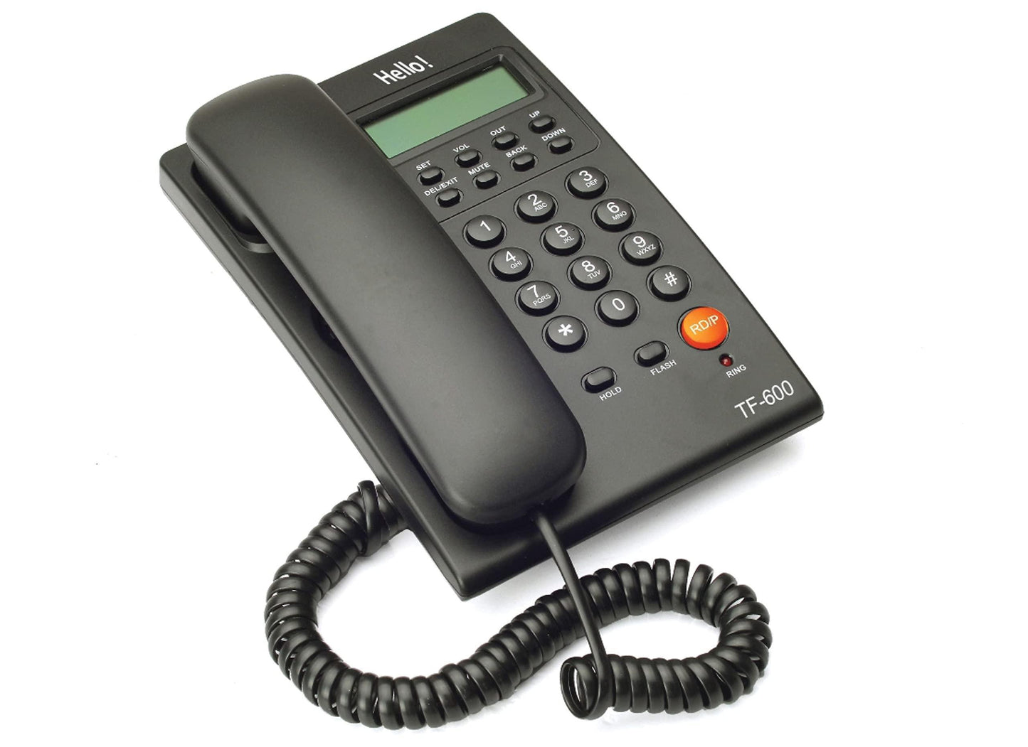 Hello ! TF-600 CLI Caller ID Corded Landline Phone for intercom and EPABX Desk & Wall Mountable (Black) Made in India - Triveni World