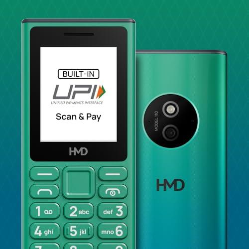 HMD 110 Keypad Phone with Built-in Scan & Pay UPI App, Rear Camera, Long-Lasting Battery, Wireless FM Radio | Green - Triveni World