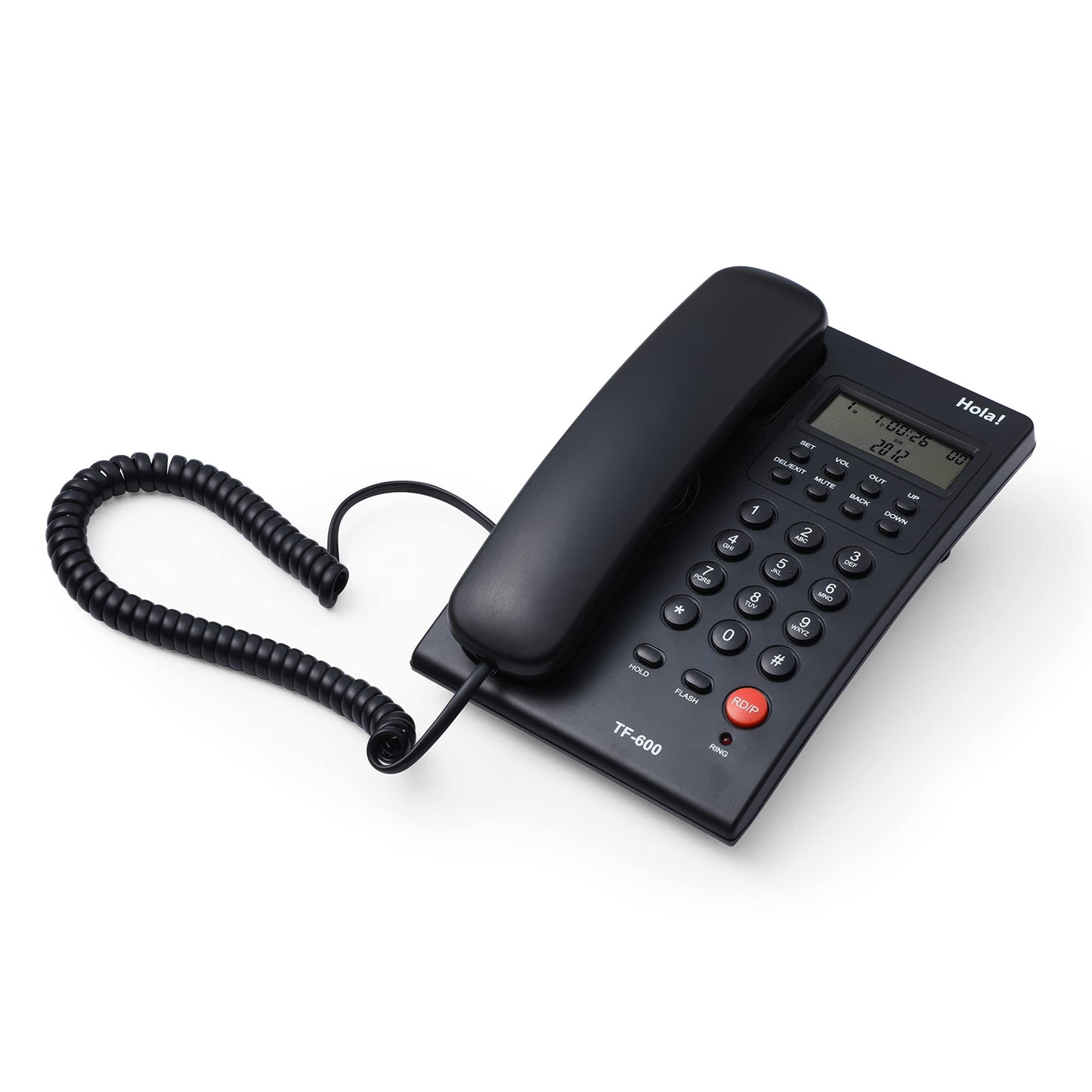 Hola TF-600 CLI Caller ID Wall Mountable Landline Phone for Intercom and EPABX Desk (Black) - Triveni World