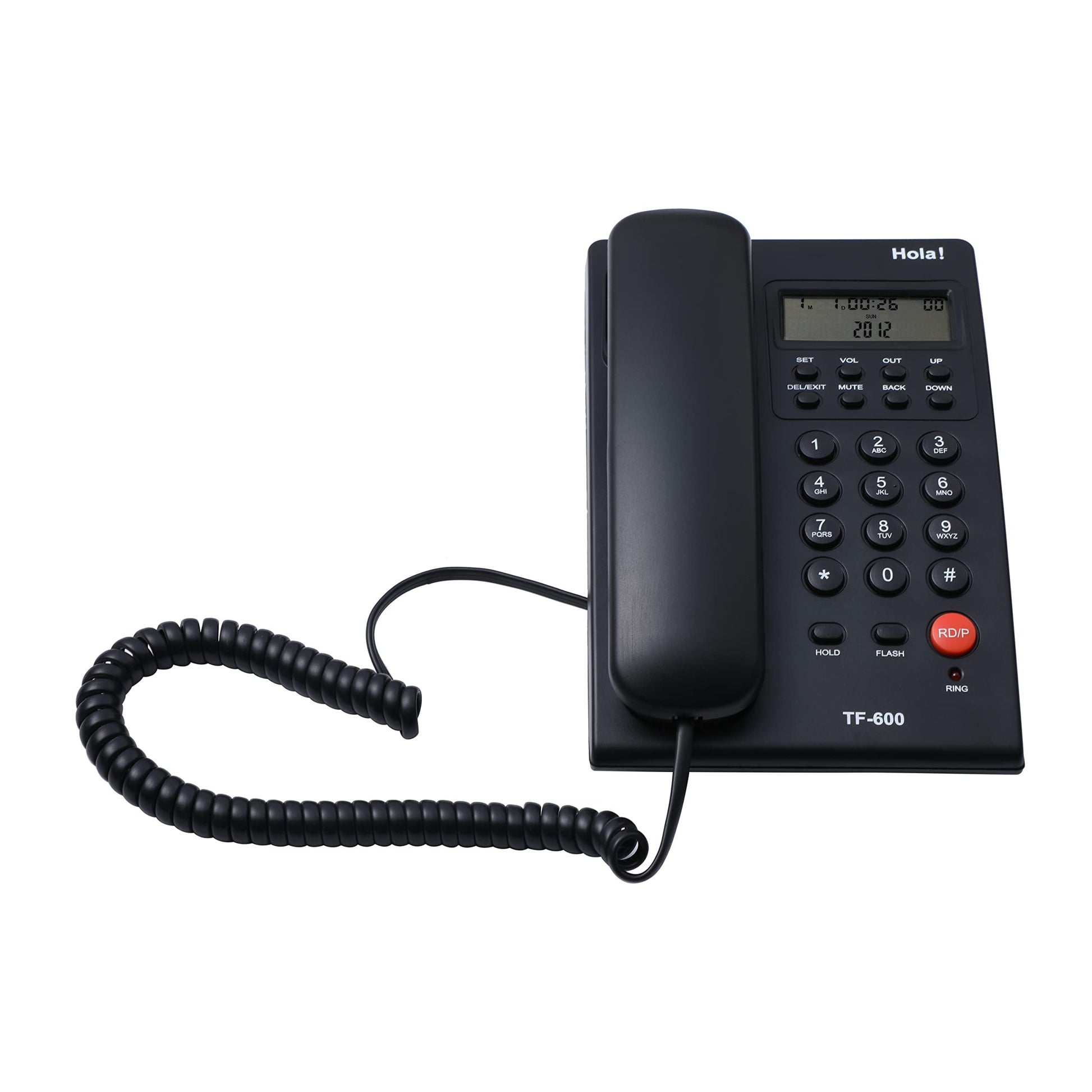 Hola TF-600 CLI Caller ID Wall Mountable Landline Phone for Intercom and EPABX Desk (Black) - Triveni World