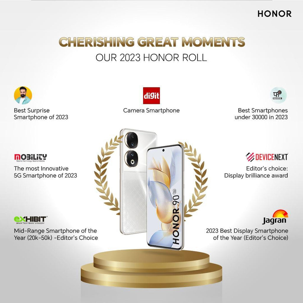 HONOR 90 (Diamond Silver, 8GB + 256GB) | India's First Eye Risk-Free Display | 200MP Main & 50MP Selfie Camera | Segment First Quad-Curved AMOLED Screen | Without Charger - Triveni World