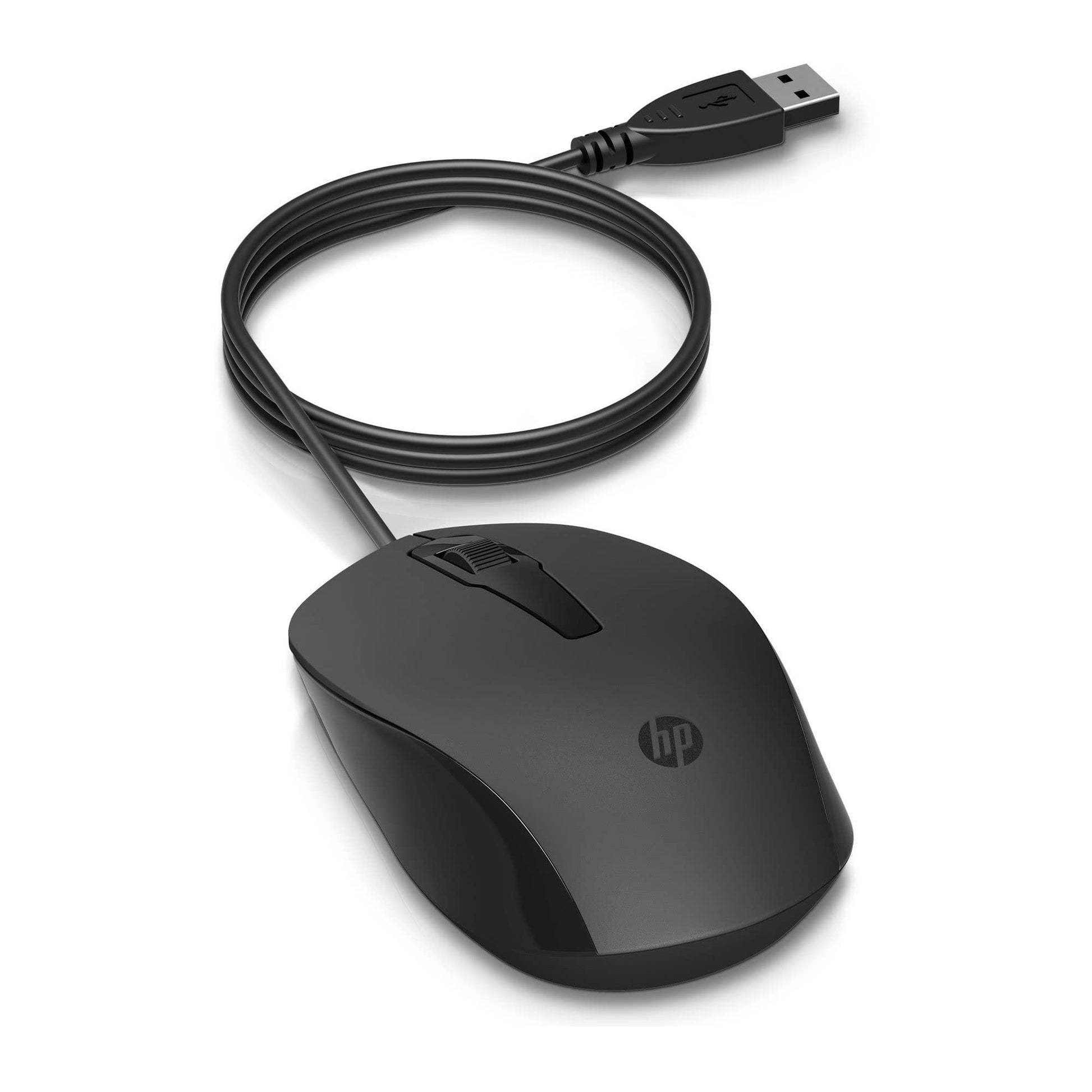 HP 150 Wired Mouse- Elegant Ergonomic Design, 1600 DPI Optical Tracking, USB Plug & Play / 3 Years Warranty (240J6AA), Black - Triveni World