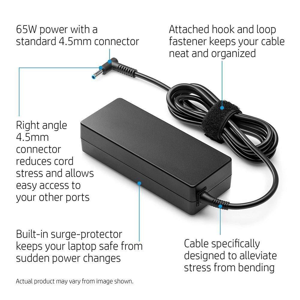 HP 65W AC Laptops Charger Adapter 4.5mm for HP Pavilion Black (Without Power Cable) - Triveni World