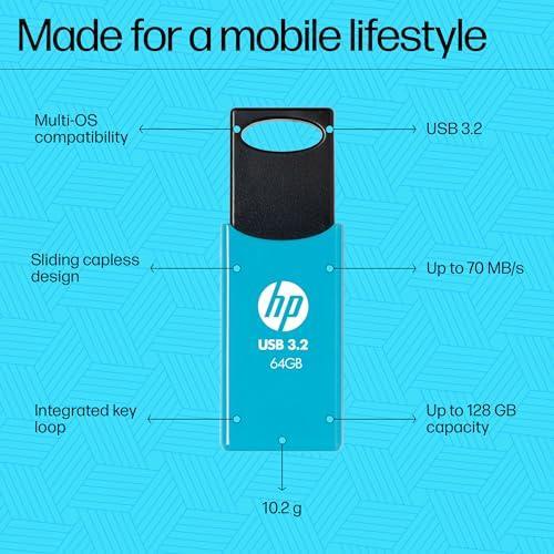 HP 712w 64GB USB 3.2 Flash Drive- Blue - Triveni World