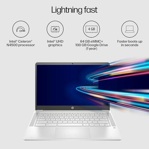 HP Chromebook 14a,Intel Celeron N4500 14inch(35.6 cm) FHD Touchscreen Laptop (Chrome OS, 4 GB SDRAM/64 GB eMMC/Chrome 64 /Dual Speakers/Google Assistant Built-in/Mineral Silver) 14a- na1004TU - Triveni World