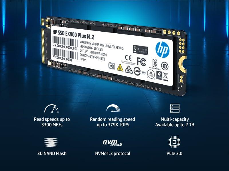 HP EX900 Plus 256GB NVMe SSD - GEN 3.0 X 4 PCIe 8Gb/s 3D NAND M.2 Cache Internal Solid State Drive Up to 2000 MB/s - 35M32AA#ACJ with 5 Year Warranty - Triveni World