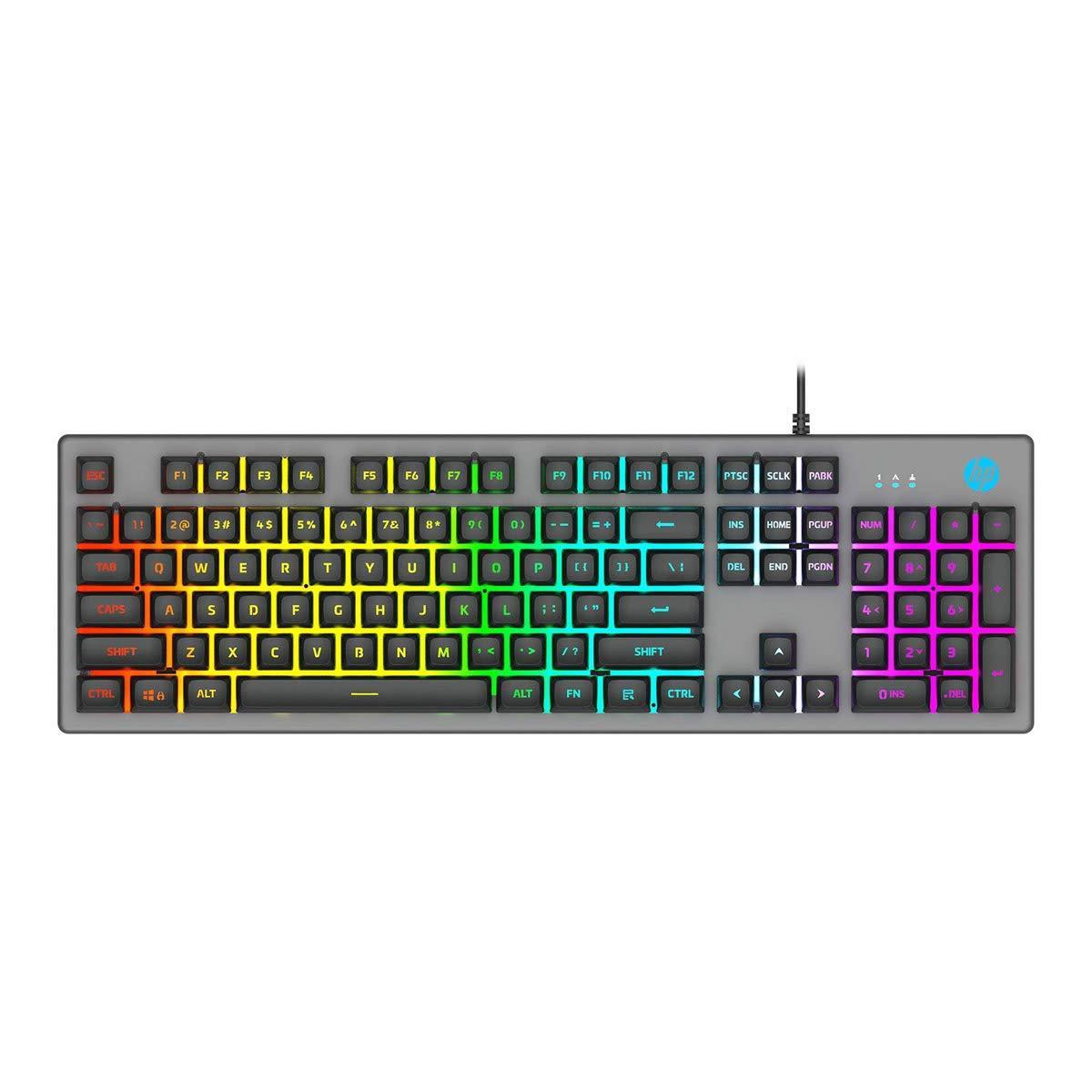 HP K500F Backlit Membrane Wired Gaming Keyboard with Mixed Color Lighting, Metal Panel with Logo Lighting, 26 Anti-Ghosting Keys, and Windows Lock Key / 3 Years Warranty(7ZZ97AA) - Triveni World