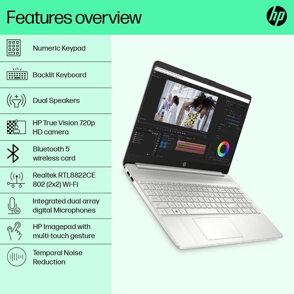 HP Laptop 15, 12th Gen i5-1235U, 15.6-inch (39.6 cm), FHD, Anti-Glare, 8GB DDR4, 512GB SSD, Intel Iris Xᶱ Graphics, Backlit Keyboard, Dual Speakers, (Win 11, MSO 2021, Silver, 1.69 kg), 15s-fy5007TU - Triveni World