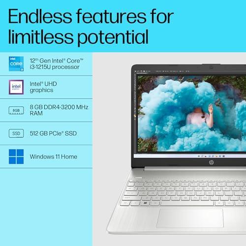 HP Laptop 15,12th Gen Intel Core i3-1215U,15.6 inch(39.6 cm),FHD,Anti-Glare,8 GB DDR4,512 GB SSD,Windows 11,MSO,Dual Speakers,1.69 kg,Natural Silver,15s-fq5326TU - Triveni World