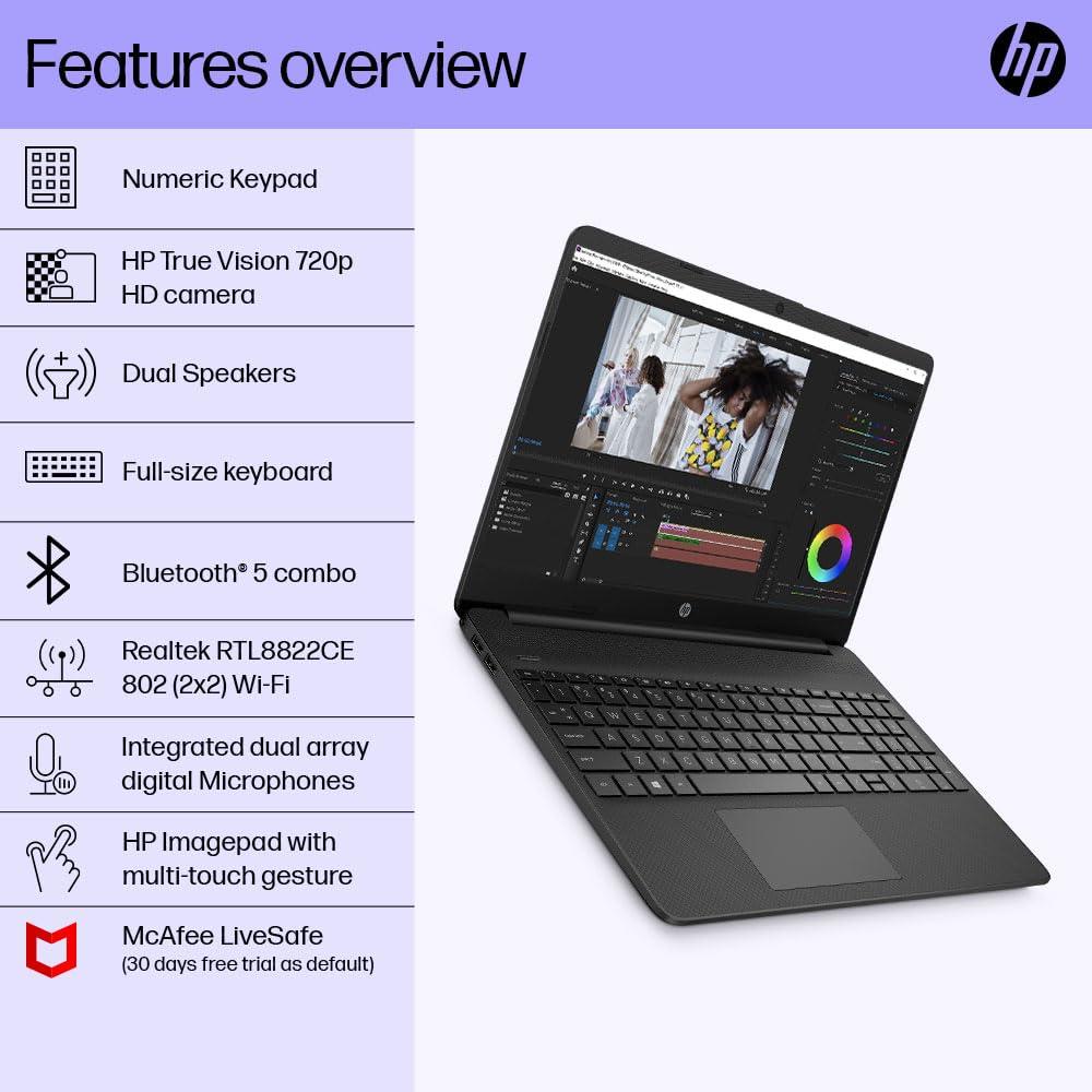 HP Laptop 15s, Intel Celeron N4500, 15.6-inch (39.6 cm), HD, 8GB DDR4, 512GB SSD, Intel UHD Graphics, 720p HD Camera, Thin & Light, Dual Speakers (Win 11, Black, 1.65 kg), fq3066TU - Triveni World