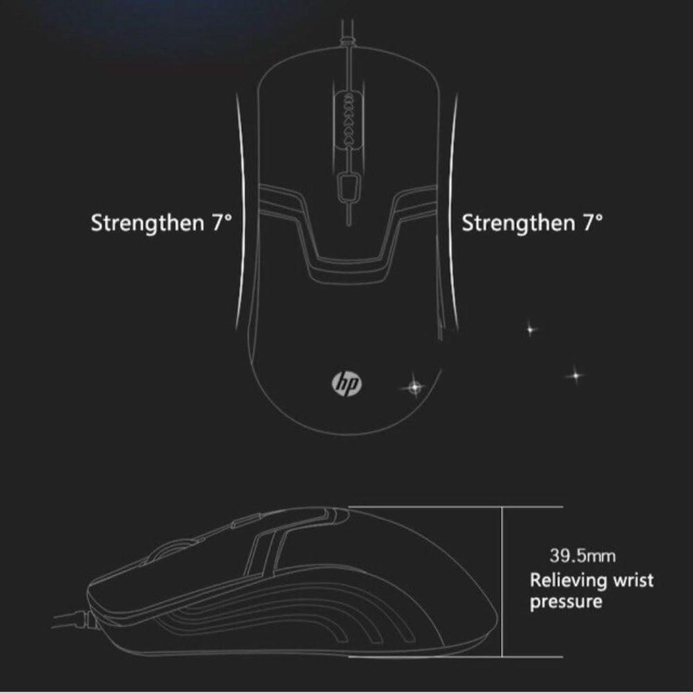 HP M100 USB Wired Gaming Optical Mouse with LED Backlight and Adjustable 1000/1600 DPI Settings, 3 Buttons and Press Life Up to 5 Million Clicks, 1 Year Warranty (3DR60PA, Black) - Triveni World