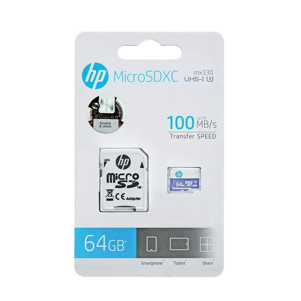 HP Micro SD Card 64GB with Adapter U3 (Write Speed 60MB/s & Read Speed 100 MB/s Records 4K UHD and Fill HD Video, Purple) - Triveni World