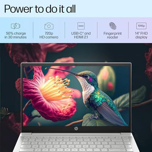 HP Pavilion 14, 12th Gen Intel Core i5-1235U, 14-inch (35.6 cm), FHD, 16GB DDR4, 512GB SSD, Intel Iris Xe graphics, FPR, 720p HD camera, Backlit KB (Win 11, MSO 2021, Silver, 1.41 kg), dv2014TU - Triveni World