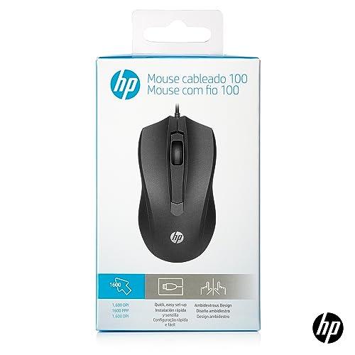 HP Wired Mouse 100 with 1600 DPI Optical Sensor, USB plug-and -play,ambidextrous Design, Built-in Scrolling and 3 Handy Buttons. 3-Years Warranty (6VY96AA) - Triveni World