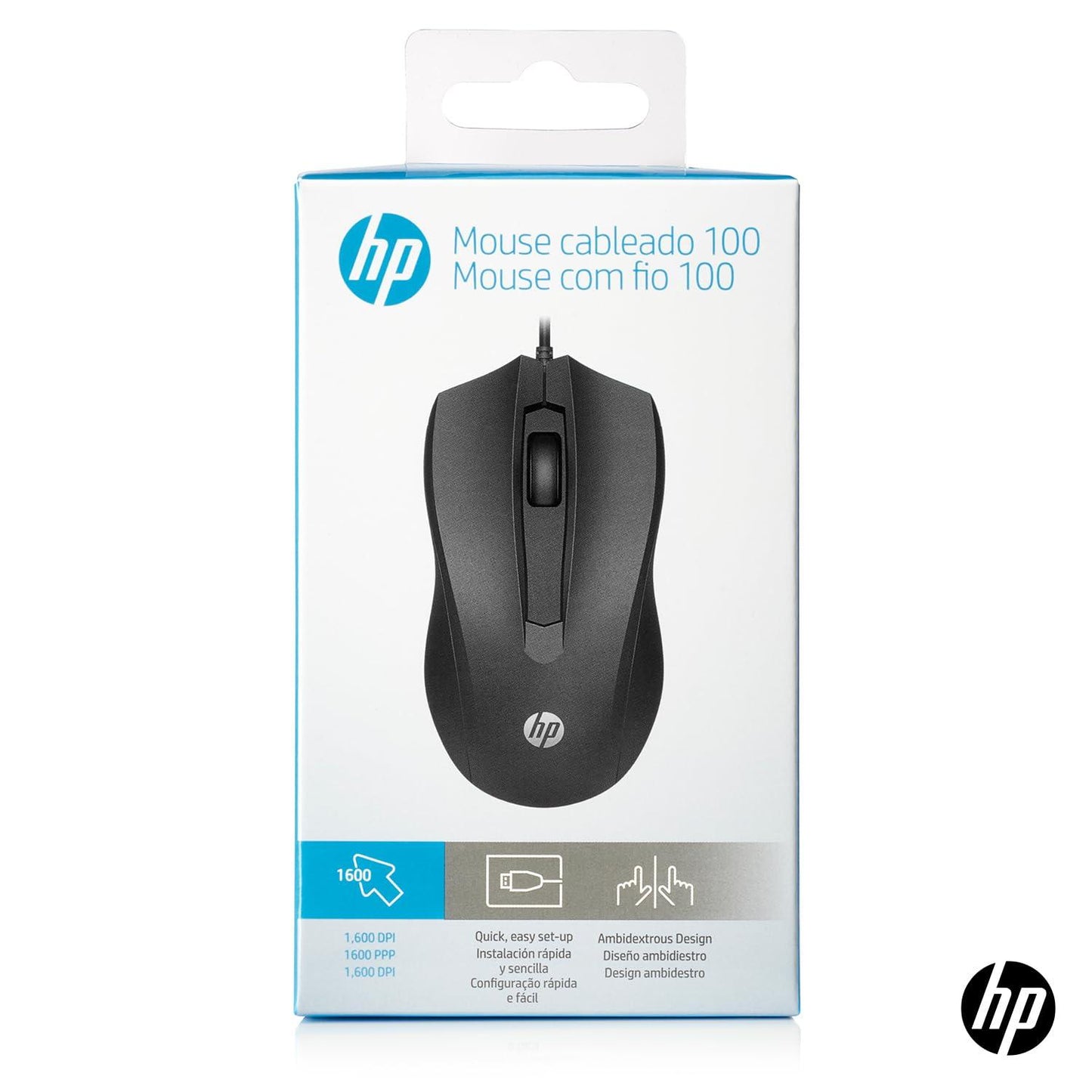 HP Wired Mouse 100 with 1600 DPI Optical Sensor, USB plug-and -play,ambidextrous Design, Built-in Scrolling and 3 Handy Buttons. 3-Years Warranty (6VY96AA) - Triveni World