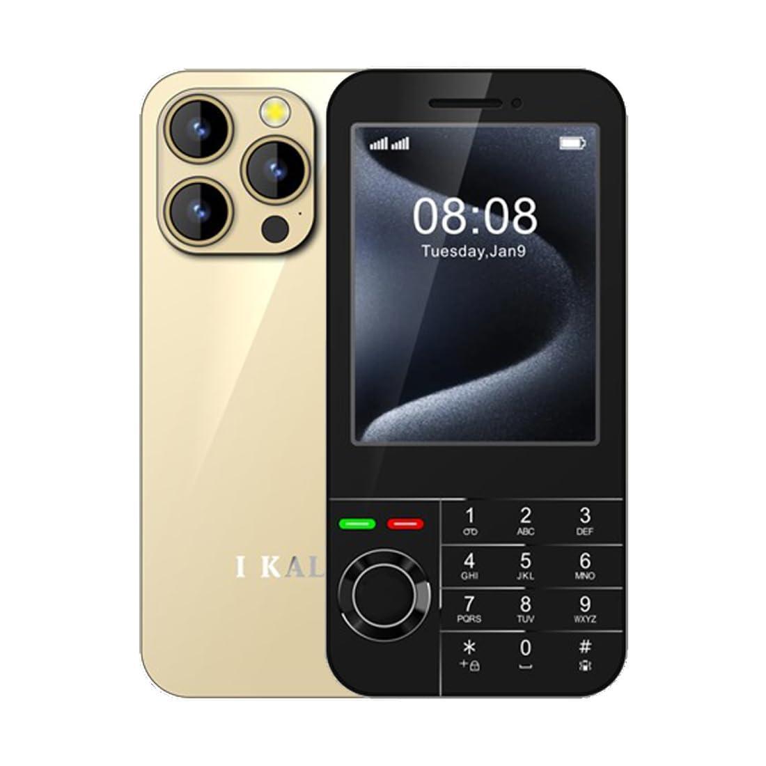 IKALL Big Display Premium Keypad Mobile Feature Phone with Attractive Design, 2000 mAh Built-in Battery - K999 (Gold) - Triveni World