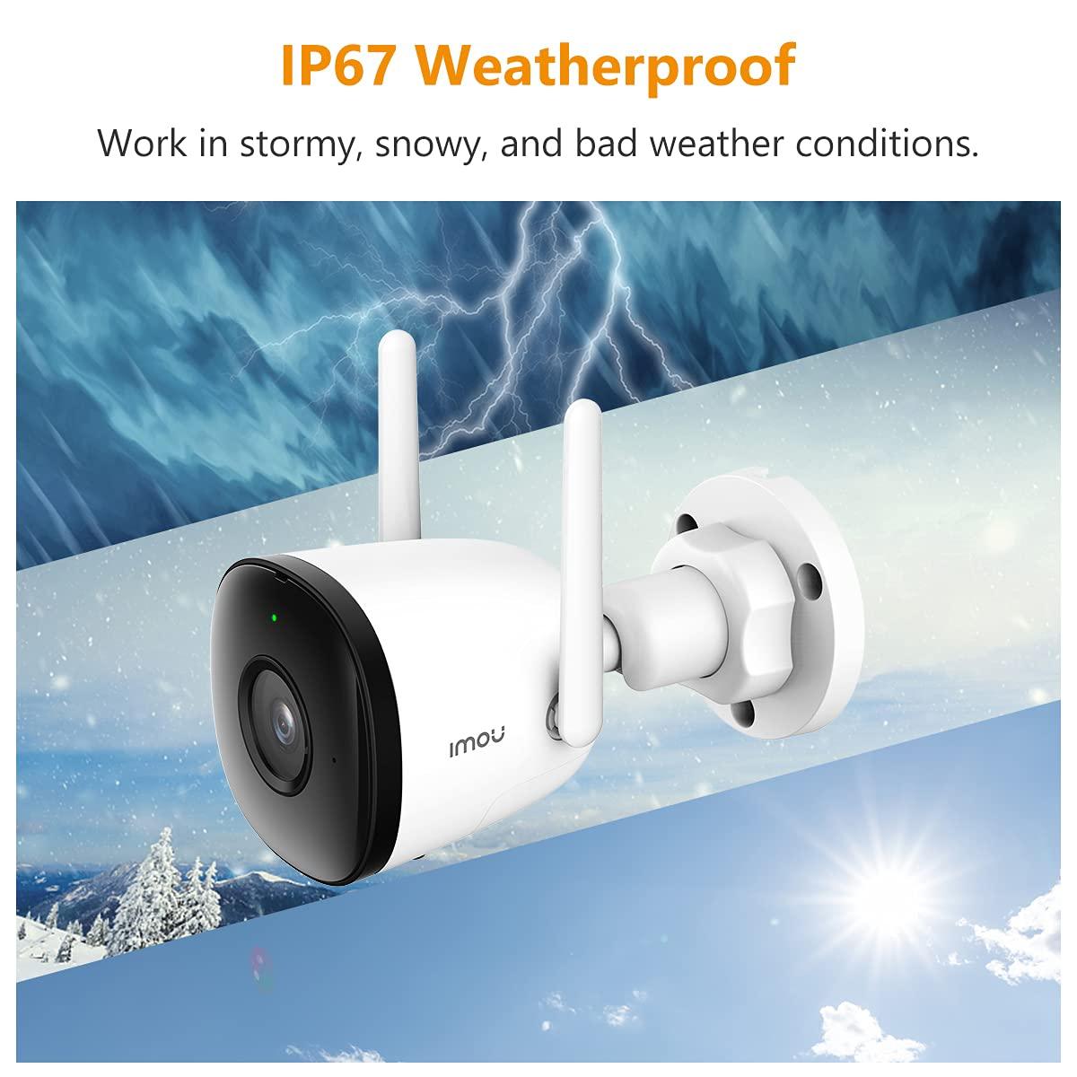 Imou Outdoor CCTV Bullet Security Camera, 2MP 1080P Full HD, 30M Night Vision with IR LEDs, AI Human Detection, IP 67 Weatherproof, SD Storage Up to 256GB, Alexa Assistant, Bullet 2C - Triveni World