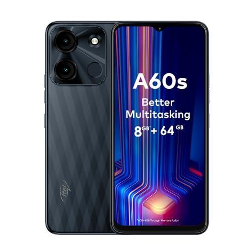 itel A60s (4GB RAM + 64GB ROM, Up to 8GB RAM with Memory Fusion | 8MP AI Rear Camera | 5000mAh Battery with 10W Charging | Faceunlock & Fingerprint -Shadow Black - Triveni World