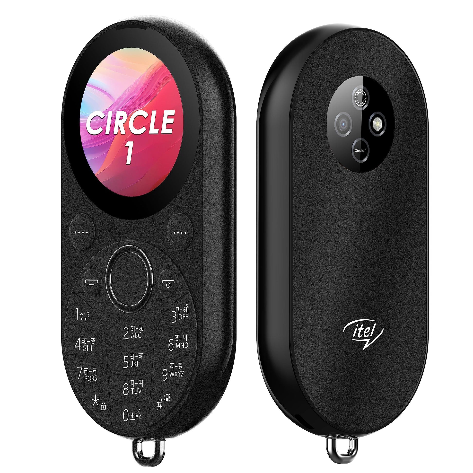 itel Circle 1 Unique Design with Round Screen Mobile Phone,500mAh Battery and 1.32 inch Display BT Call| Black - Triveni World