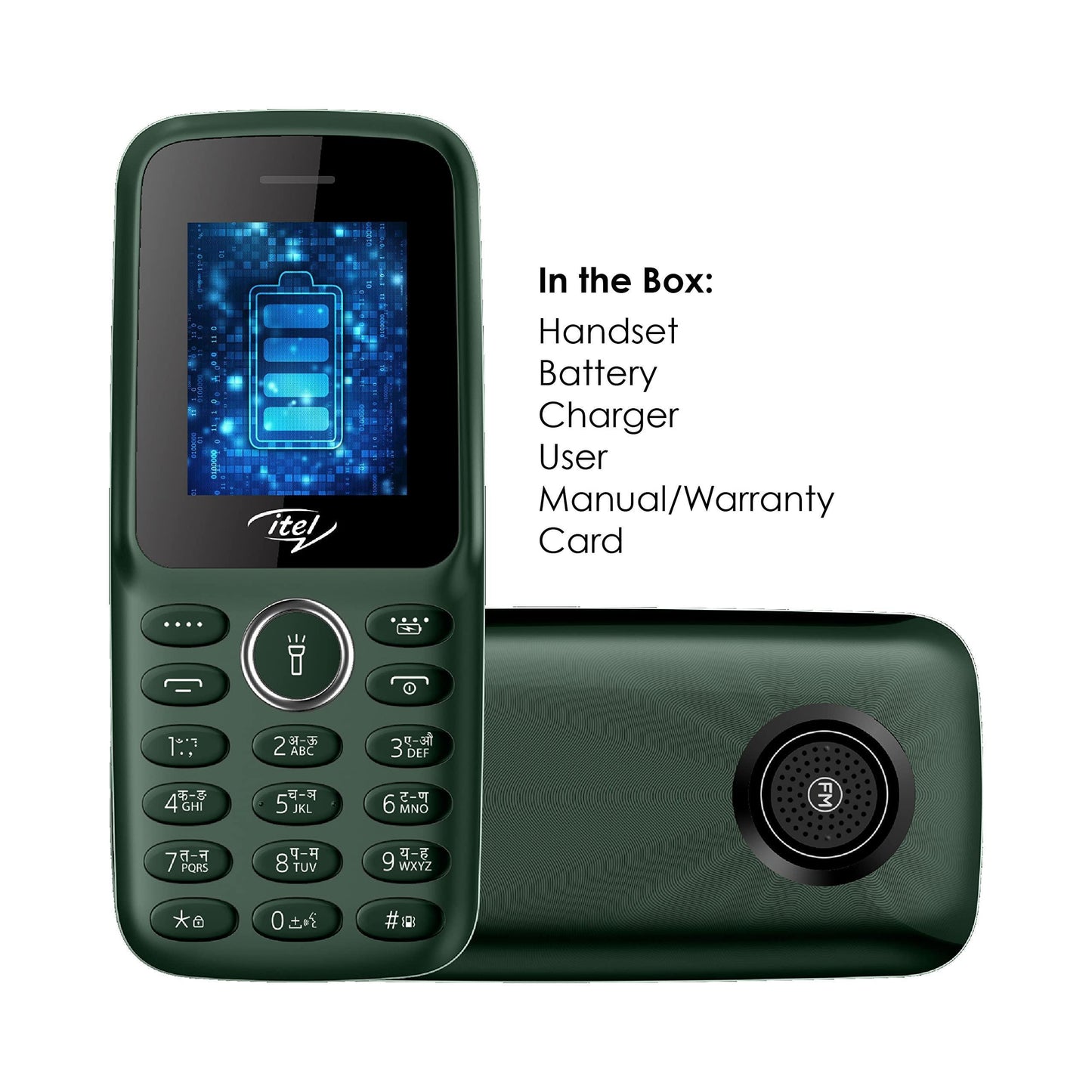 itel it2163s (4.5cm, 1200mAh, BT Caller, Kingtalker, 12+1 Month Warranty on Device with 111 Days Replacement)_Dark Green - Triveni World