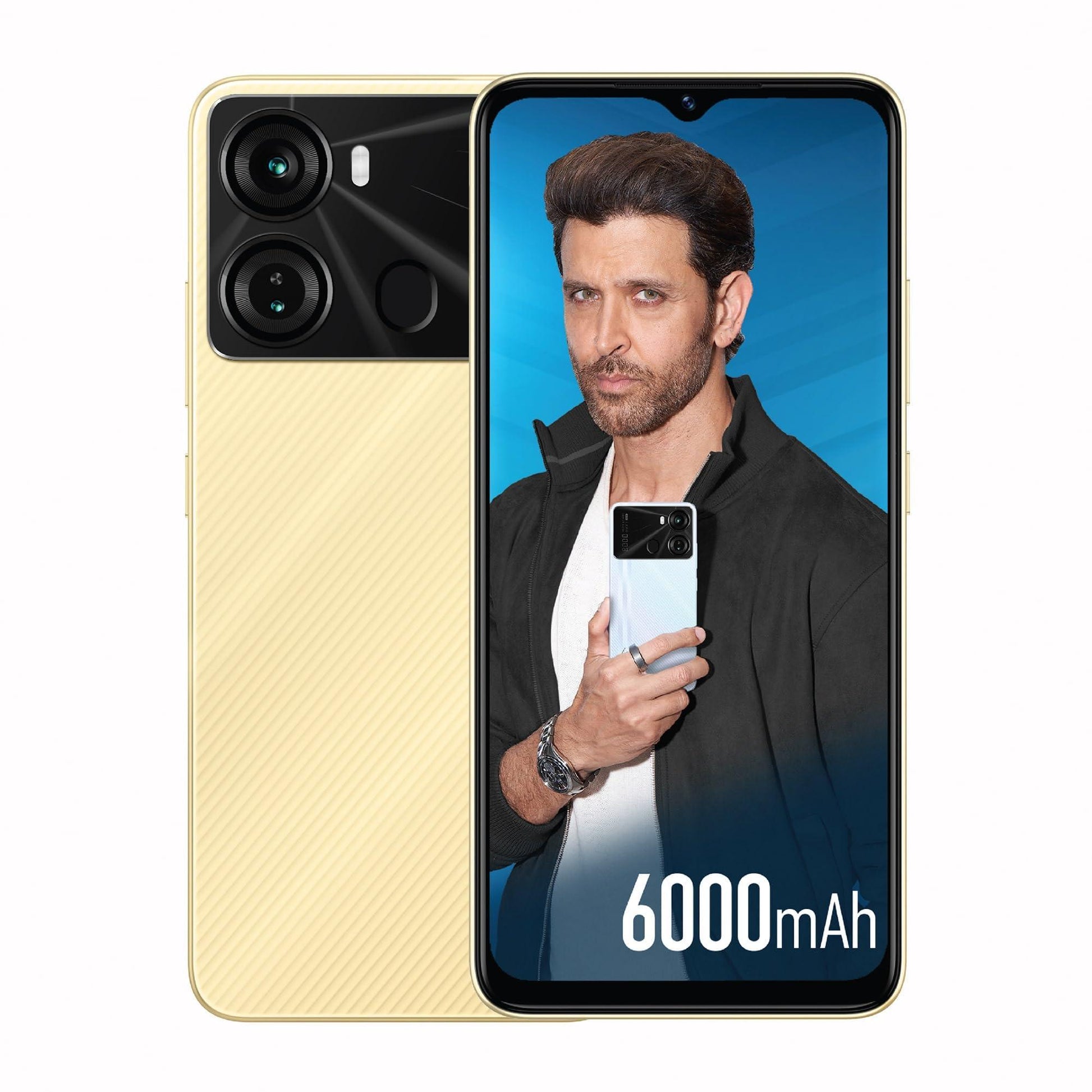 Itel P40 4gb/128gb(6000mAh Battery with Fast Charging | 4GB RAM + 128GB ROM, Up to 8GB RAM with Memory Fusion 13MP AI Dual Rear Camera Luxurious Gold - Triveni World