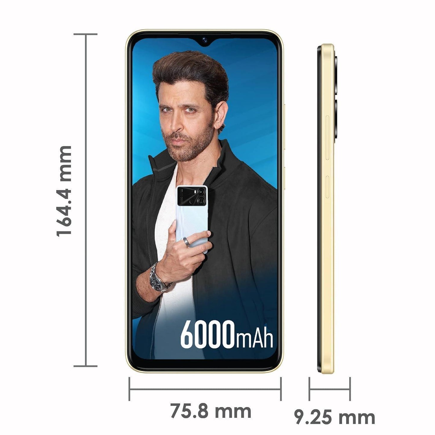 Itel P40 4gb/128gb(6000mAh Battery with Fast Charging | 4GB RAM + 128GB ROM, Up to 8GB RAM with Memory Fusion 13MP AI Dual Rear Camera Luxurious Gold - Triveni World