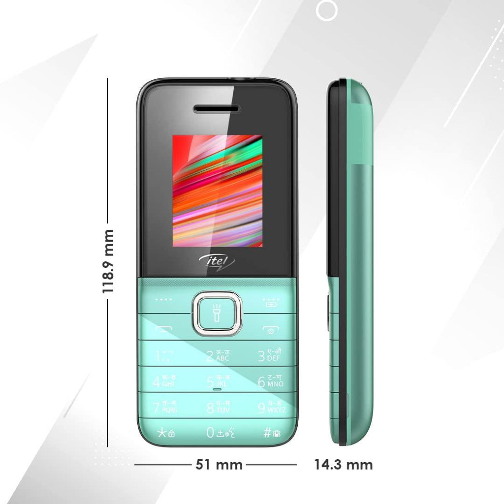 itel Power110N Comes with Big Battery of 2500 mAh with 12 Days Battery Backup, LetsChat, Big LED Torch, Vibration Mode, 09 Input Language Support_Light Green - Triveni World