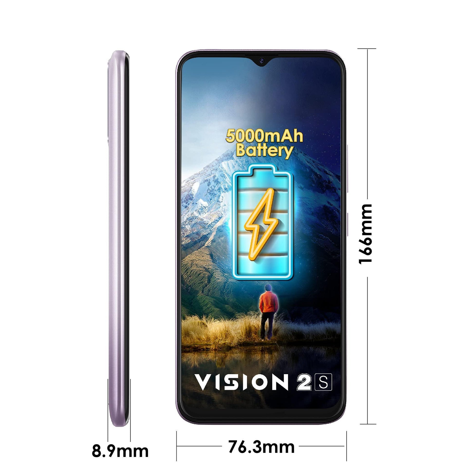 itel Vision2S (Gradation Purple, 6.52' HD+, 5000mAh Battery, 2GB RAM 32GB ROM, 8MP AI Dual Camera) (P651L) - Triveni World