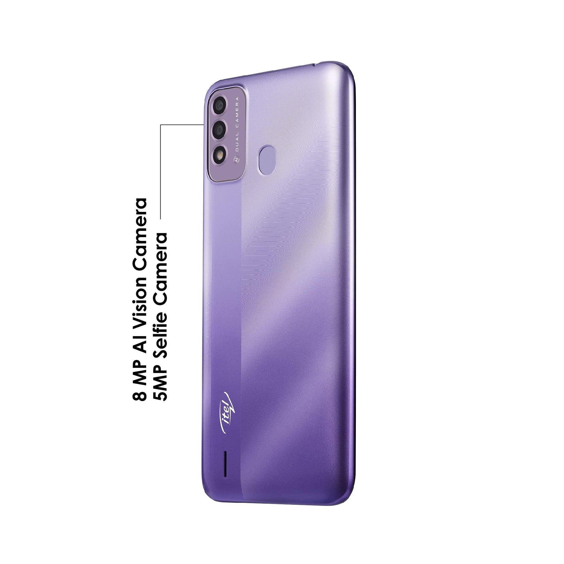 itel Vision2S (Gradation Purple, 6.52' HD+, 5000mAh Battery, 2GB RAM 32GB ROM, 8MP AI Dual Camera) (P651L) - Triveni World