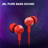 JBL C100SI Wired In Ear Headphones with Mic, JBL Pure Bass Sound, One Button Multi-function Remote, Premium Metallic Finish, Angled Buds for Comfort fit (Red) - Triveni World