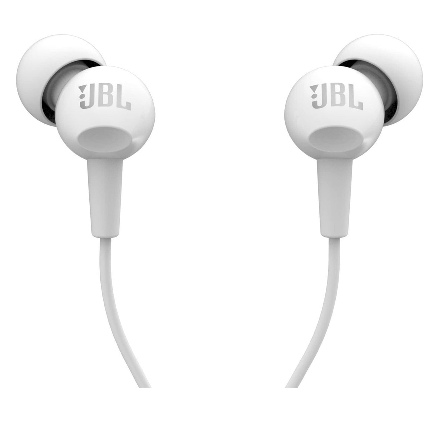 JBL C100SI Wired In Ear Headphones with Mic, JBL Pure Bass Sound, One Button Multi-function Remote, Premium Metallic Finish, Angled Buds for Comfort fit (White) - Triveni World