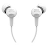 JBL C100SI Wired In Ear Headphones with Mic, JBL Pure Bass Sound, One Button Multi-function Remote, Premium Metallic Finish, Angled Buds for Comfort fit (White) - Triveni World