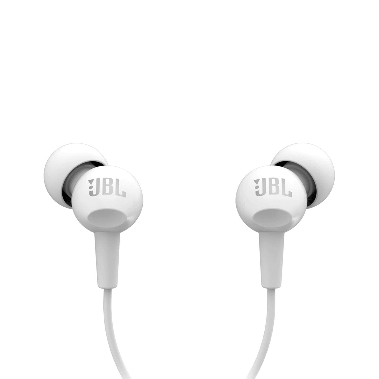 JBL C100SI Wired In Ear Headphones with Mic, JBL Pure Bass Sound, One Button Multi-function Remote, Premium Metallic Finish, Angled Buds for Comfort fit (White) - Triveni World