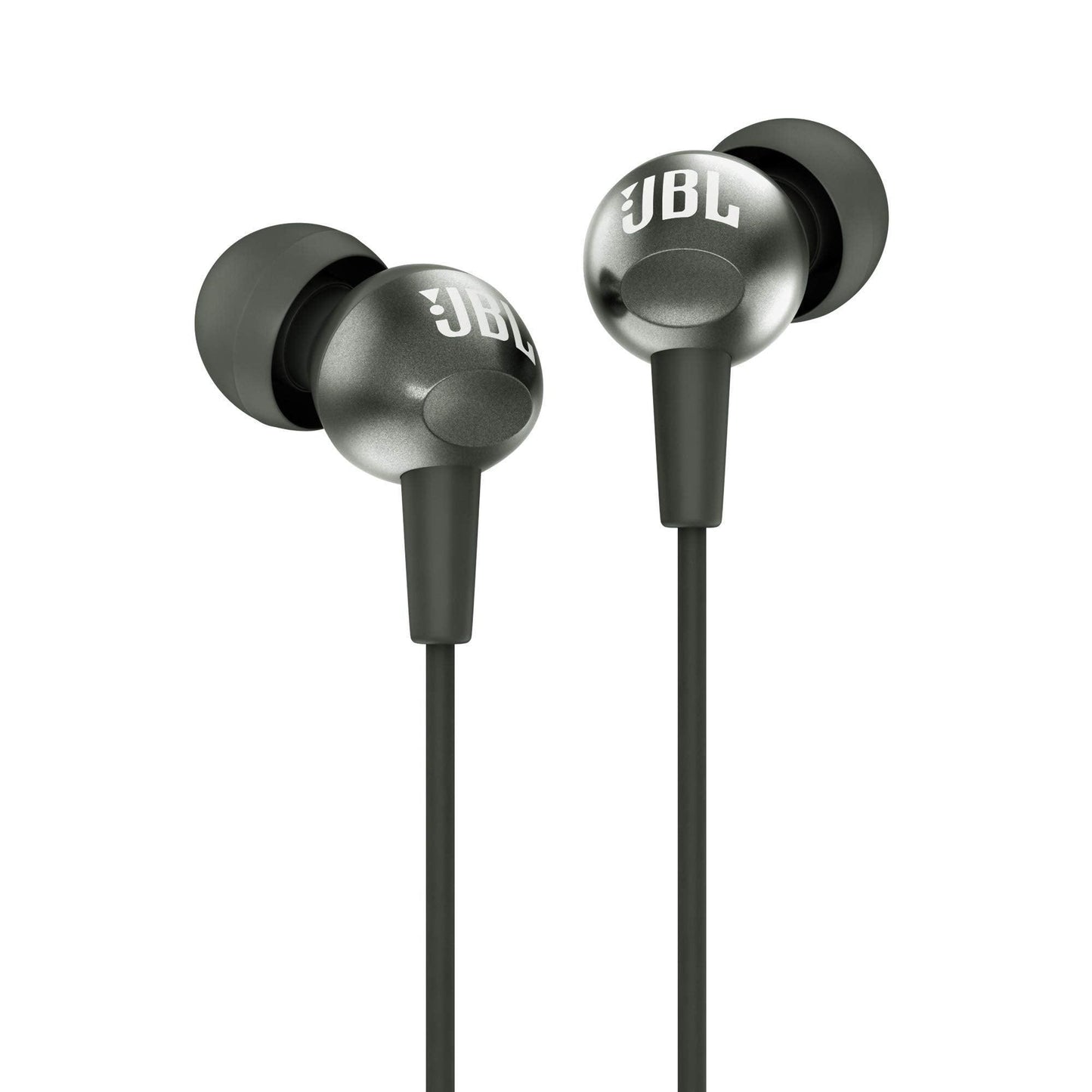 JBL C200SI, Premium in Ear Wired Earphones with Mic, Signature Sound, One Button Multi-Function Remote, Premium Metallic Finish, Angled Earbuds for Comfort fit (Gun Metal) - Triveni World