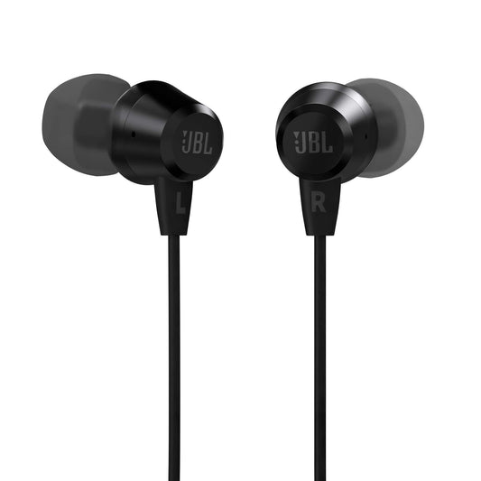 JBL C50HI, Wired in Ear Headphones with Mic, One Button Multi-Function Remote, Lightweight & Comfortable fit (Black) - Triveni World