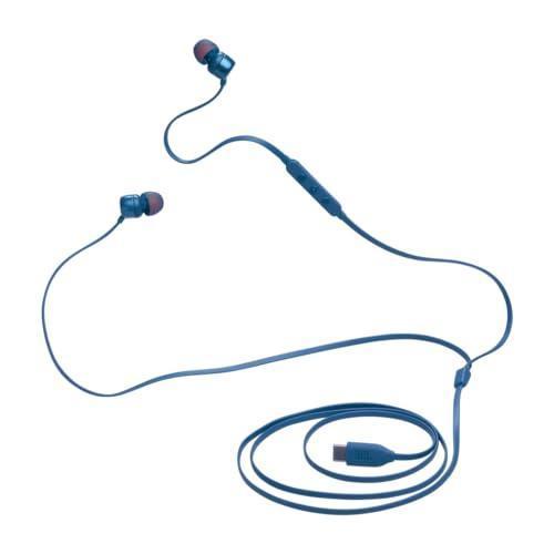 JBL Tune 310 Wired in-Ear Type C Headphones, Hi-Res Audio with Digital-to-Analog Converter, 3-Button EQ Preset Remote with Microphone, Tangle-Free Flat Cable, Compatible with USB-C Devices (Blue) - Triveni World