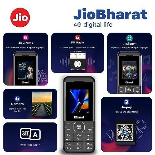 JioBharat K1 Karbonn 4G Keypad Phone with JioCinema, JioSaavn, JioPay (UPI), Long Lasting Battery, LED Torch, Digital Camera | Black & Grey | Locked for JioNetwork - Triveni World