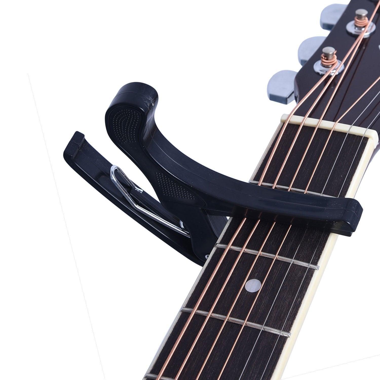 Juârez JRZ250 One Handed Trigger Guitar Metal Capo Quick Change for Ukulele, Electric and Acoustic Guitars, Black - Triveni World