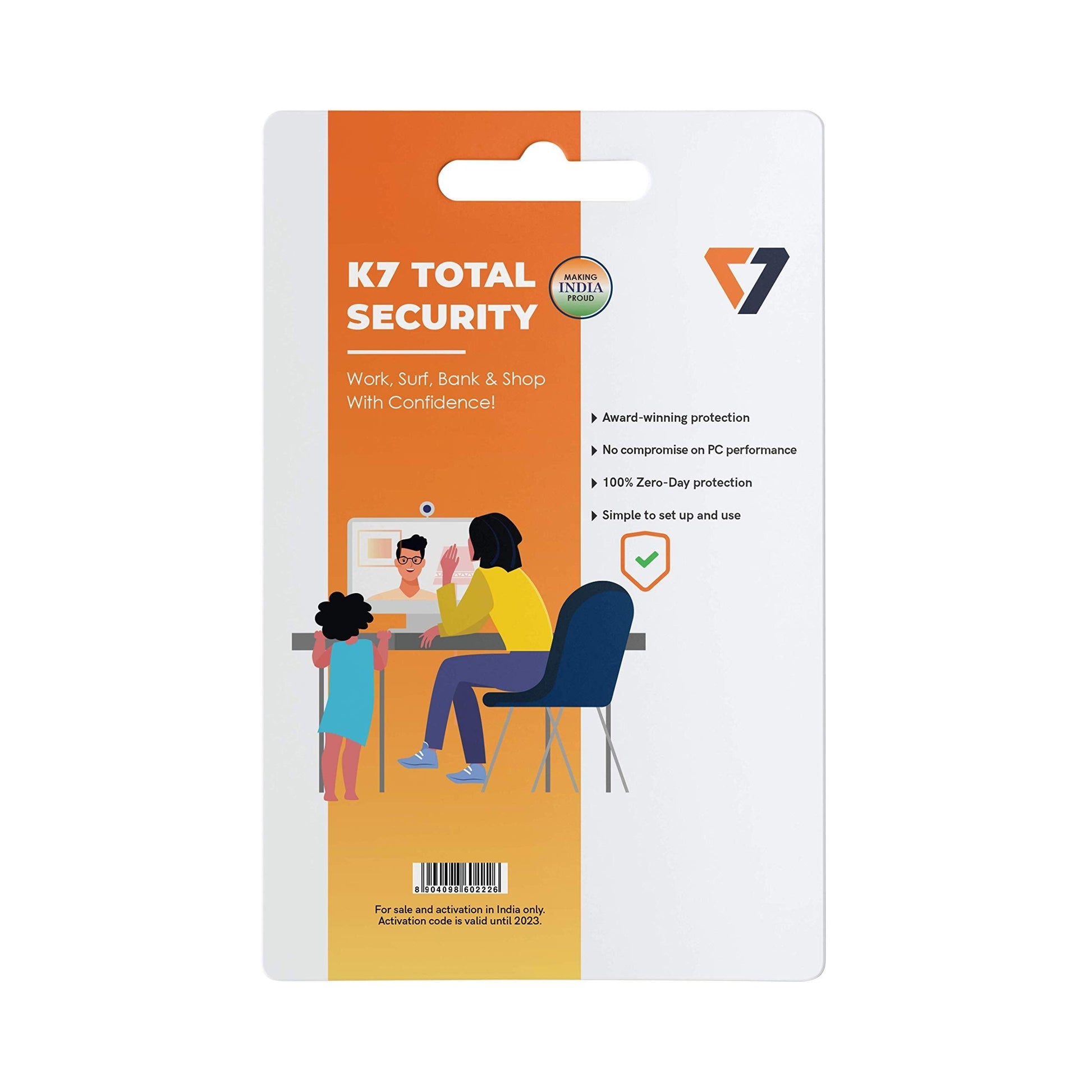 K7 Total Security - 3 PC, 1 Year (Activation Key Card / Voucher) - Triveni World