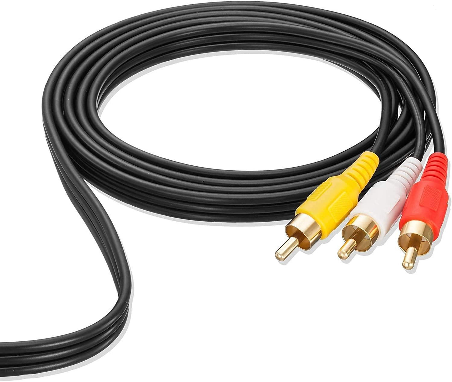 KEBILSHOP 3 RCA Male to Male 3 RCA Audio Video AV Cable. Suitable for TV LC LED Home Theater Laptop PC DVD .Black,1 Pc Pack. (1.5 Meter) - Triveni World