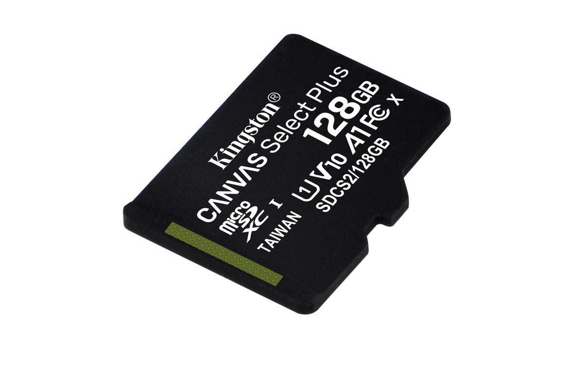 Kingston Canvas Select Plus 128GB microSD Card Class 10 UHS-I speeds up to 100MB/s with Adapter (SDCS2/128GBIN), Black - Triveni World