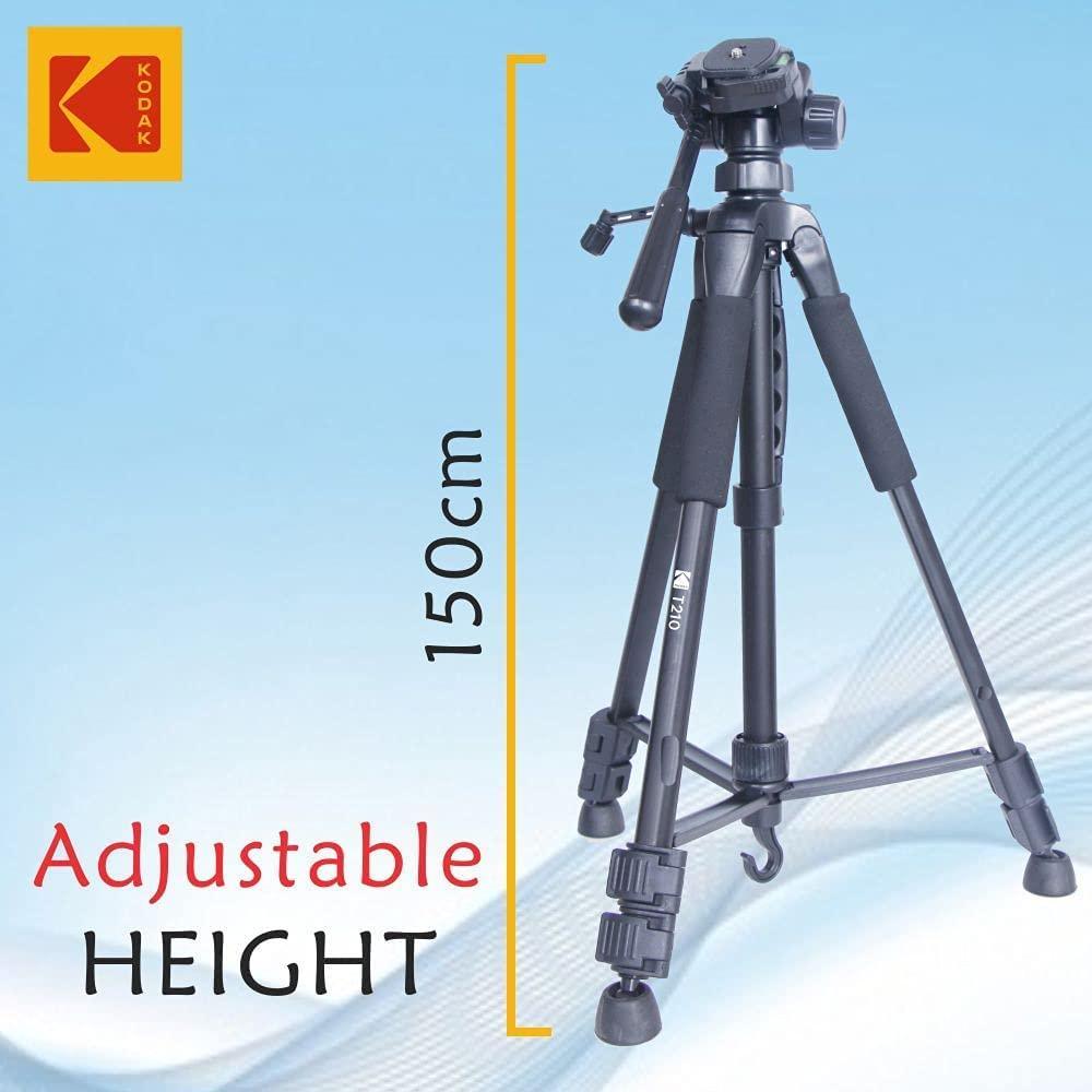 Kodak T210 150cm Three Way Pan Movement Tripod for Camera (Black) - Triveni World